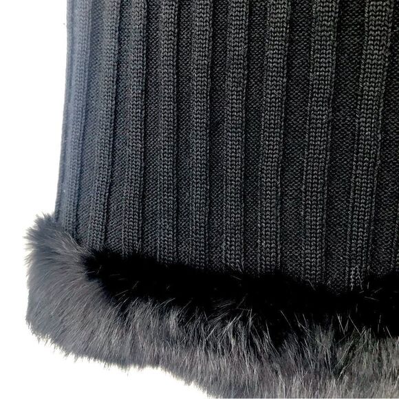 Sisters Black Suede Leather Fur Trim Knit Zip Up Vest - Picture 12 of 13